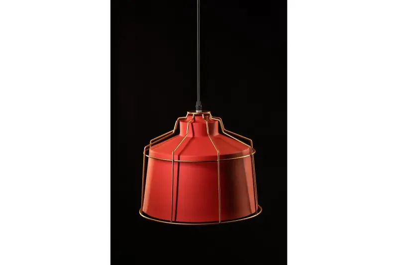 Lámpara de techo Decor Goa color rojo con marco decorativo dorado 3536