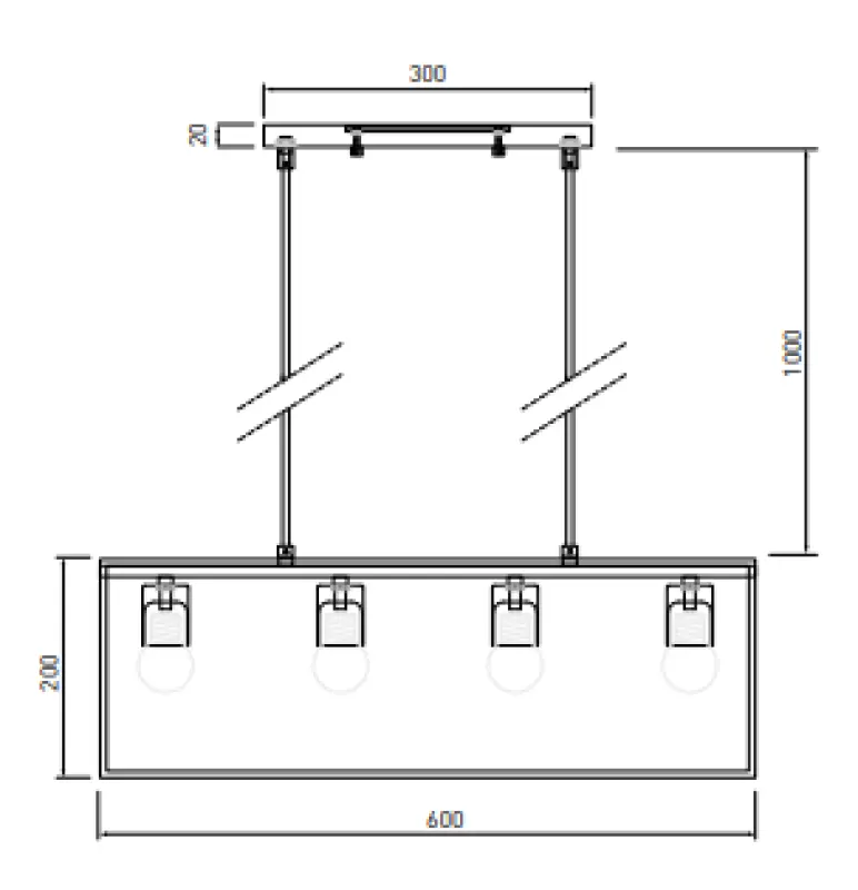 Lámpara de techo Decor Diu geométrica color negro con 4 portalámparas anchura 60 cm 3635