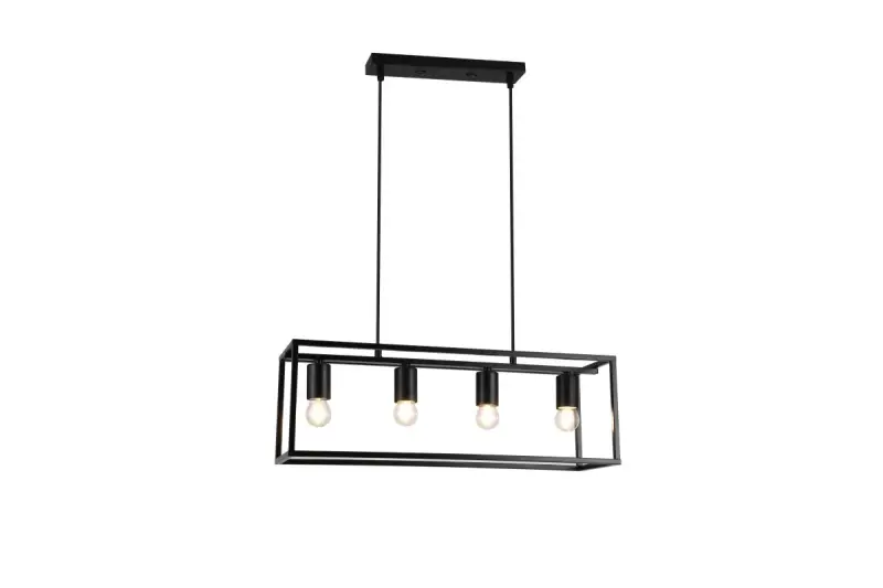 Lámpara de techo Decor Diu geométrica color negro con 4 portalámparas anchura 60 cm 3635
