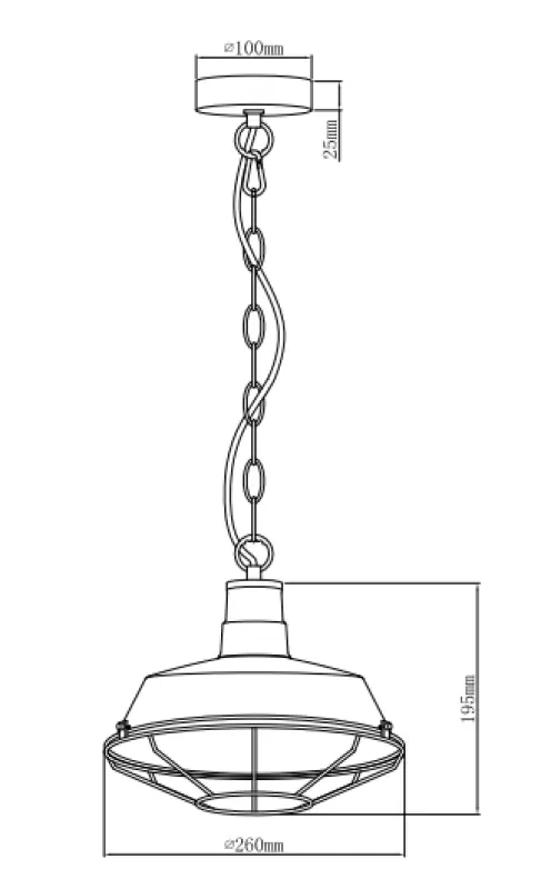 Lámpara de techo Decor Lars color negro con rejilla negra industrial diámetro 26 cm 2233