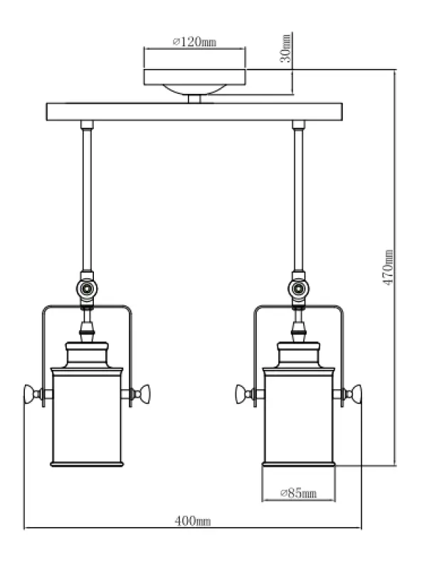 Lámpara de techo Decor Demir color negro con 2 portalámparas 3994