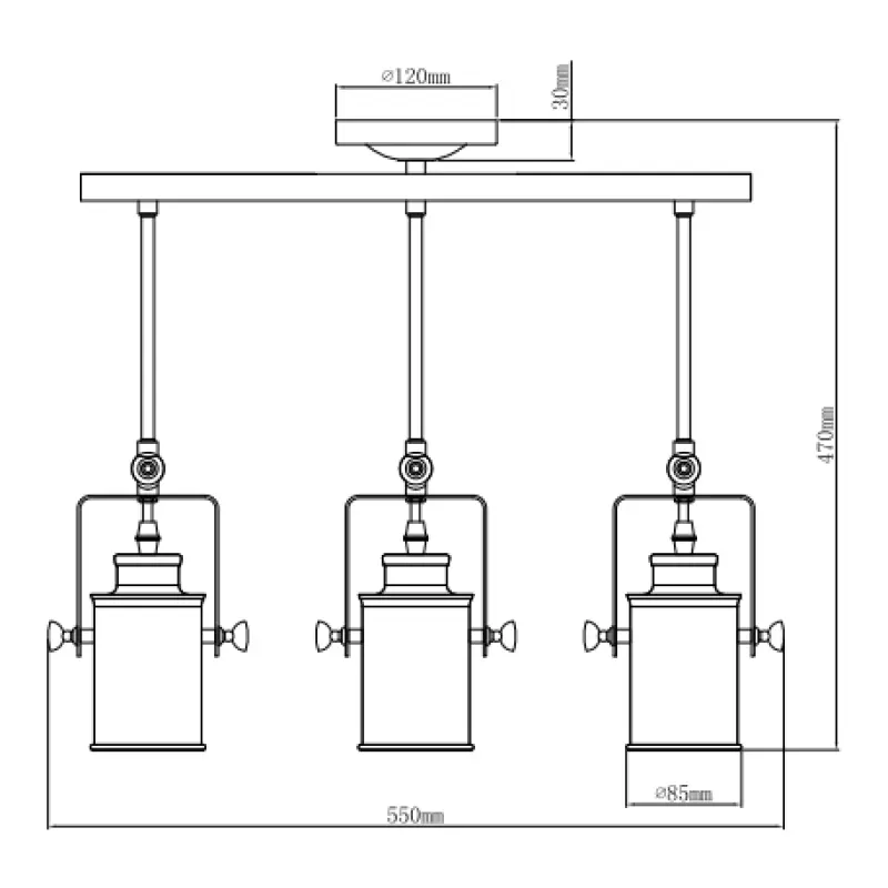 Lámpara de techo Decor Demir color negro con 3 portalámparas 4014