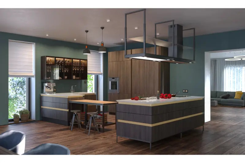 Lámpara de techo Decor Noor elegante de color negro con elemento en color cobre 2691