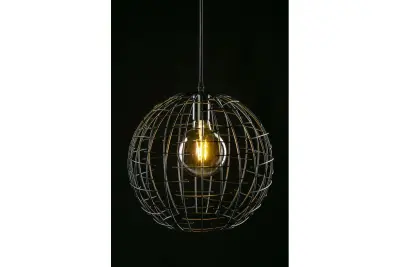 Lámpara de techo Decor Viela metálica en alambre dorado-negro de forma esférica diámetro 35 cm 6996