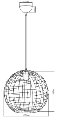 Lámpara de techo Decor Viela metálica en alambre dorado-negro de forma esférica diámetro 35 cm 6996