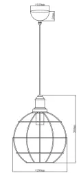 Lámpara de techo Decor Viela metálica de alambre dorado envejecido forma esférica diámetro 29 cm 7016