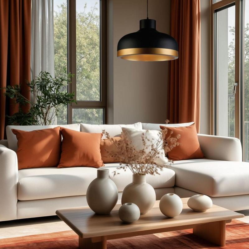 Lámpara de techo Decor Goldi negro-dorado moderna diámetro 42 cm 4113