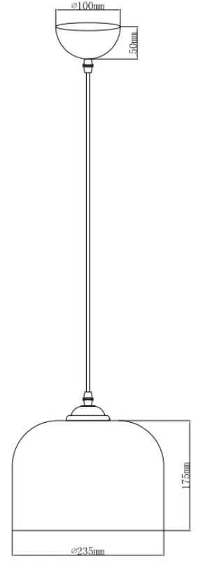 Lámpara de techo Decor Lati cilíndrica de color negro diámetro de cristal 23,5 cm 7122