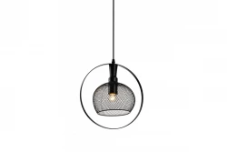 Lámpara de techo Decor Xalis con pantalla de alambre negro y borde metálico de 19,5 cm de diámetro 7214