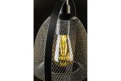 Lámpara de techo Decor Xalis con pantalla de alambre negro y borde metálico de 18,5 cm de diámetro 7320