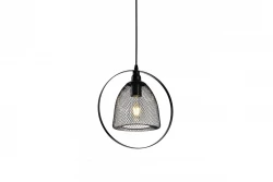 Lámpara de techo Decor Xalis con pantalla de alambre negro y borde metálico de 18,5 cm de diámetro 7320
