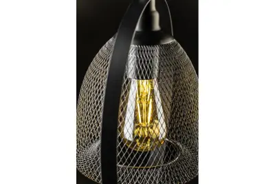 Lámpara de techo Decor Xalis con pantalla de alambre negro y borde metálico de 18,5 cm de diámetro 7320
