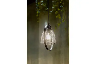 Lámpara de techo Decor Xalis con pantalla de alambre negro y borde metálico de 18,5 cm de diámetro 7320