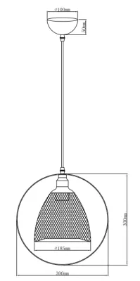 Lámpara de techo Decor Xalis con pantalla de alambre negro y borde metálico de 18,5 cm de diámetro 7320