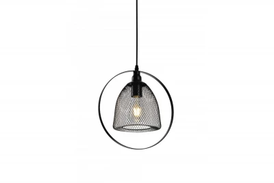 Lámpara de techo Decor Xalis con pantalla de alambre negro y borde metálico de 18,5 cm de diámetro 7320