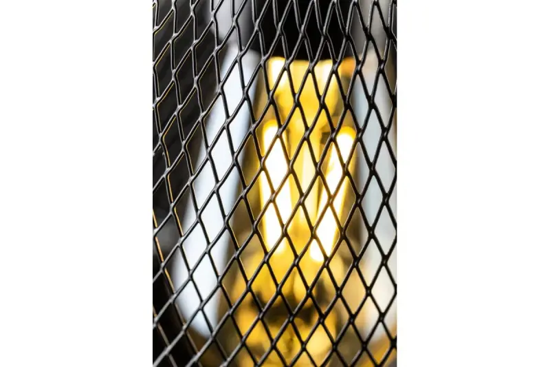 Lámpara de techo Decor Xalis con pantalla de alambre negro y borde metálico de 18,5 cm de diámetro 7320