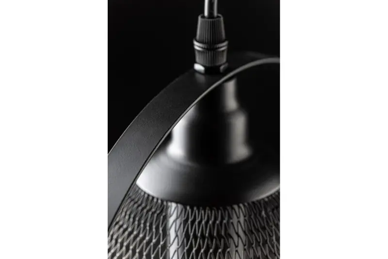 Lámpara de techo Decor Xalis con pantalla de alambre negro y borde metálico de 18,5 cm de diámetro 7320