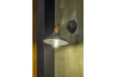 Aplique de pared Decor Loret color negro orientable con interruptor 20 cm de diámetro 7901