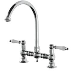 Grifo AquaTrimo Country de 2 agujeros clásico Nostalgic Bridge con caño redondo cromado 21CT7655CM