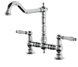 Grifo AquaTrimo Country de 2 orificios clásico de cocina nostálgic bridge  con caño acodado cromo 21CT7657CM