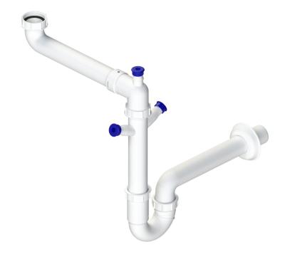 Ausmann Siphon space-saving sink siphon for the kitchen with 2 dishwasher connections 1208957660