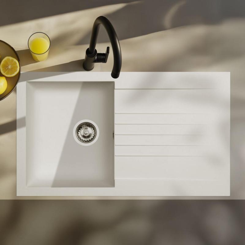 Fregadero Ausmann Fibre blanco reversible con escurridor para montaje sobre encimera 86x50 cm 1208957673