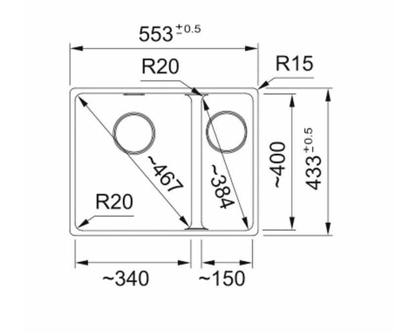 Franke Maris MRG 160-34-15 Fragranite edición negra fregadero mate de montaje inferior gran cubeta a la izquierda