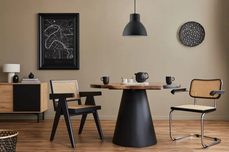 Lámpara de techo Decor Dante negro mate con interior blanco diámetro 27,5 cm 2119