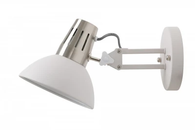 Aplique de pared Decor Artemia color blanco elegante con brazo metálico de 16,5 cm de diámetro 2218