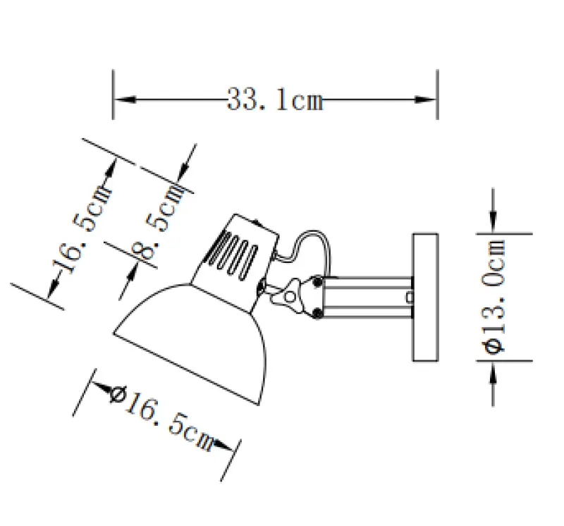 Aplique de pared Decor Artemia color blanco elegante con brazo metálico de 16,5 cm de diámetro 2218