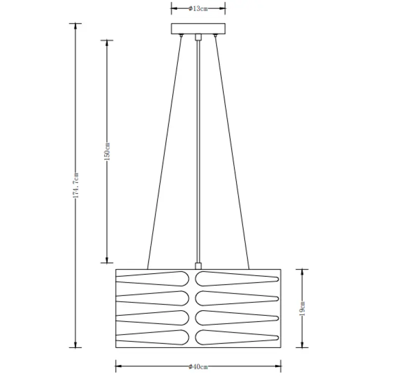 Lámpara de techo Decor Marisa color blanco con huecos horizontales cónicos máx. 3 bombillas diámetro 40 cm 2782