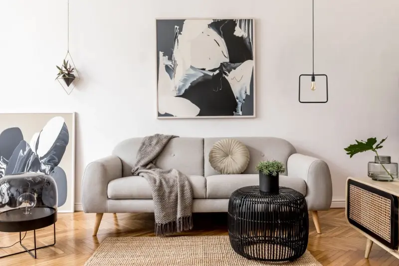 Lámpara de techo Decor Lija color negro cuadrada de un solo portalámparas 2614