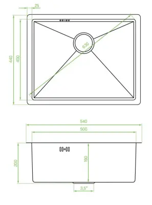Aquadesign Sinks fregadero de acero inoxidable dorado color PVD dorado 50x40 para montaje bajo encimera y sobre encimera 1208957698