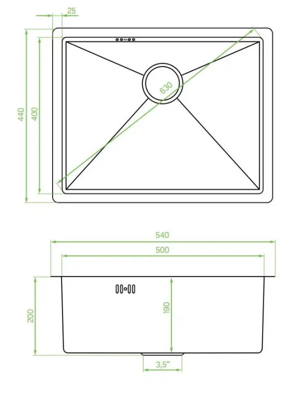 Fregadero Aquadesign gris plomo de acero inoxidable color antracita PVD 50x40 montaje bajo encimera, enrasado y sobre encimera 1208957702