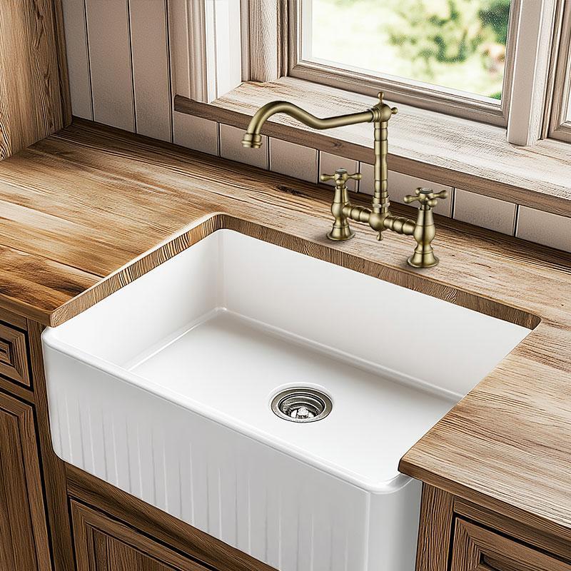 Grifo AquaTrimo Windsor de 2 agujeros nostalgic bridge grifo de cocina con caño acodado bronce 21WS7653BN