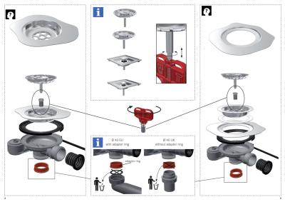Franke drain set for sinks with integrated drain (turbo) with automatic drainage and stainless steel push button 1208957709