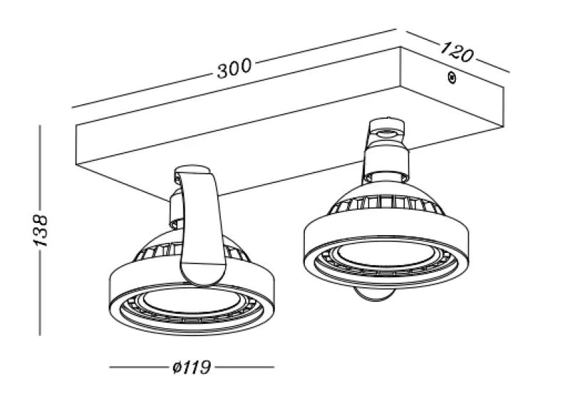 Lámpara de techo Decor Wally o aplique de pared antracita con cabezal móvil 2 portalámparas 4304