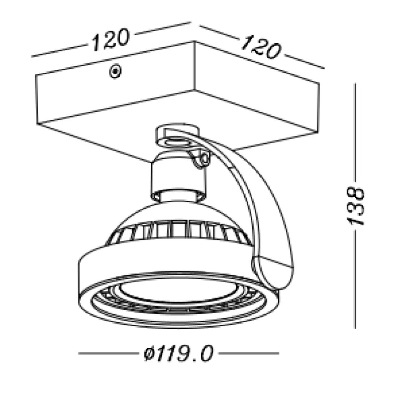 Lámpara de techo Decor Wally o aplique de pared color blanco con cabezal móvil 1 portalámparas 4342