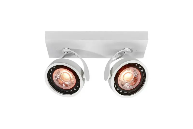 Lámpara de techo Decor Wally o aplique de pared color blanco con cabezal móvil 2 portalámparas 4373