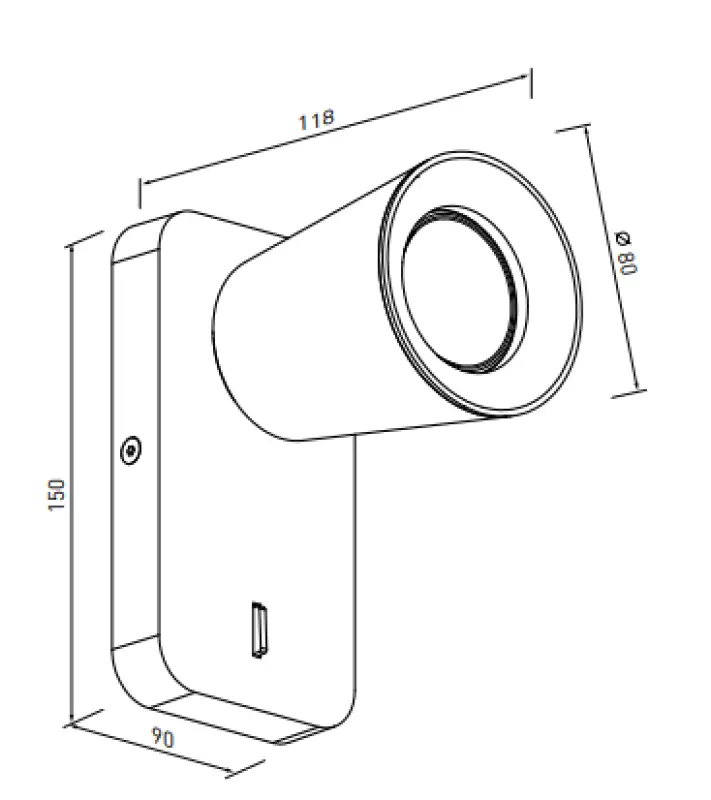 Aplique Decor Elli color negro moderno con interruptor y 1 portalámparas 4533