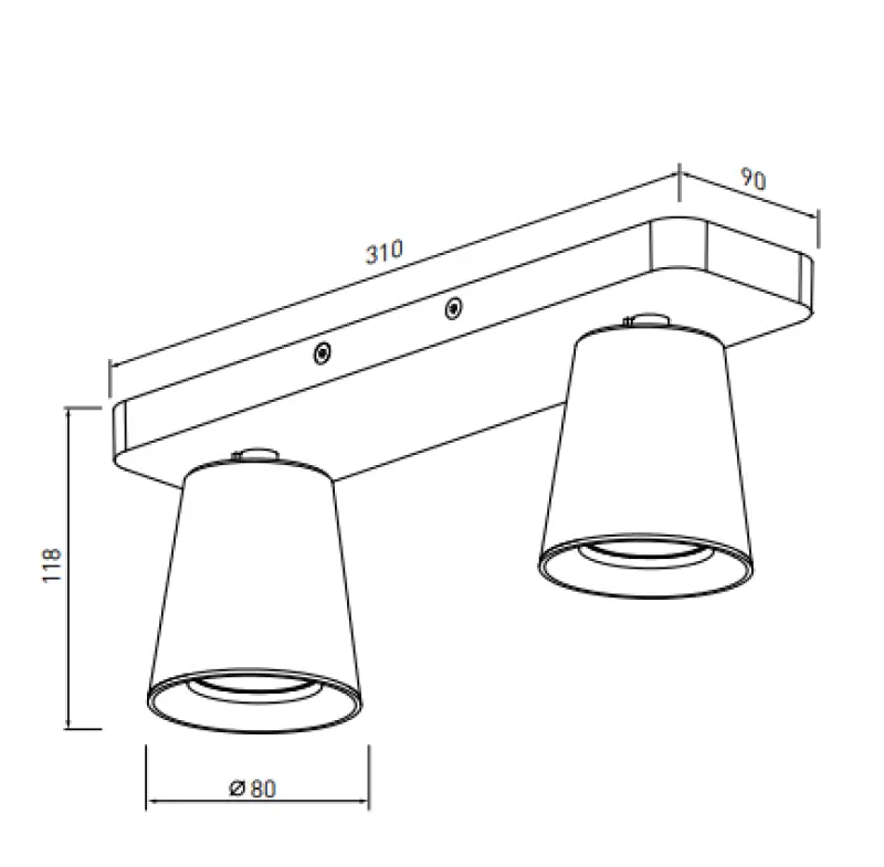 Lámpara de techo Decor Elli color negro moderna con 2 portalámparas 4557