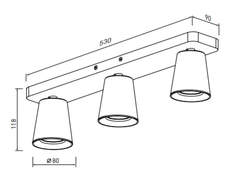 Lámpara de techo Decor Elli color negro moderna con 3 portalámparas 4588