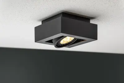 Plafón de techo Decor Loid funcional color negro y con un portalámparas 4687