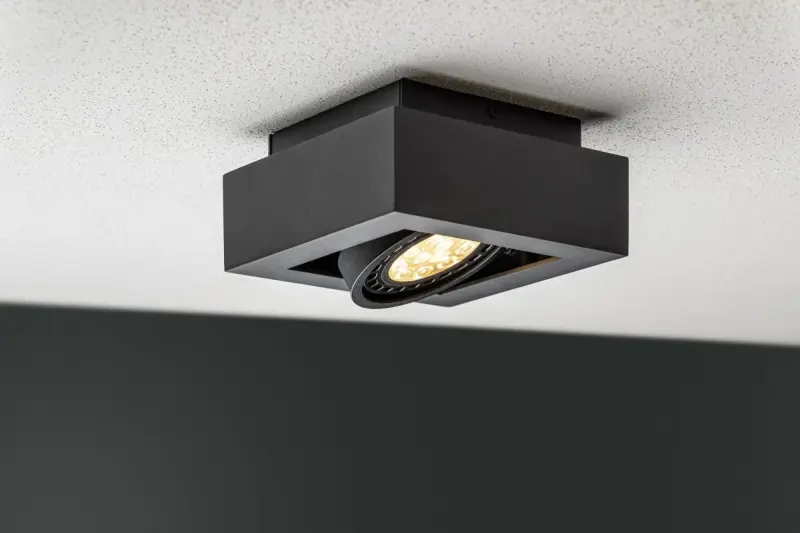 Plafón de techo Decor Loid funcional color negro y con un portalámparas 4687