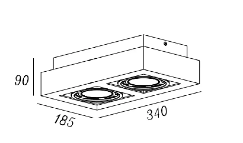 Plafón de techo Decor Loid funcional color blanco rectangular con dos portalámparas 4663