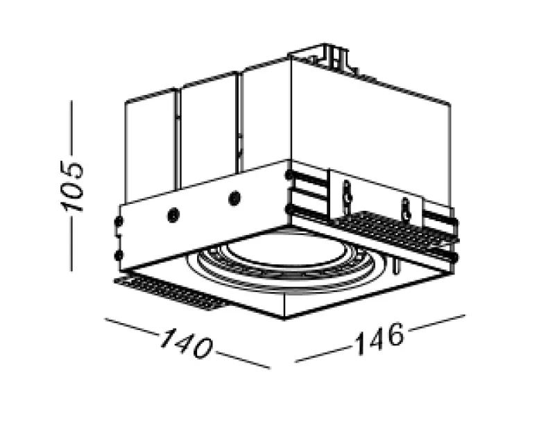 Lámpara Decor Milo color negro para empotrar en el techo sin marco con 1 portalámparas 4731