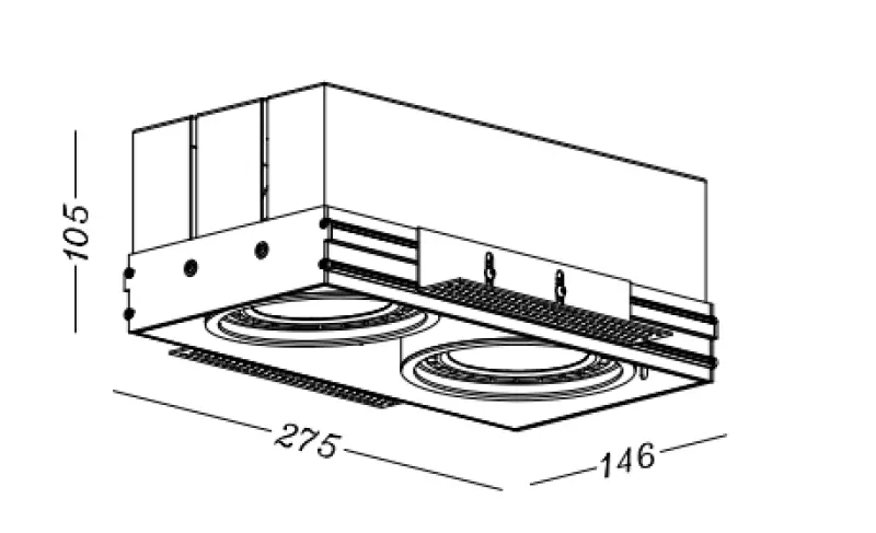 Lámpara Decor Milo empotrable de techo sin marco color negro con 2 proyectores 4755
