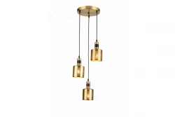 Lámpara de techo Decor Bellis cilíndrica color dorado- negro con 3 portalámparas 4680