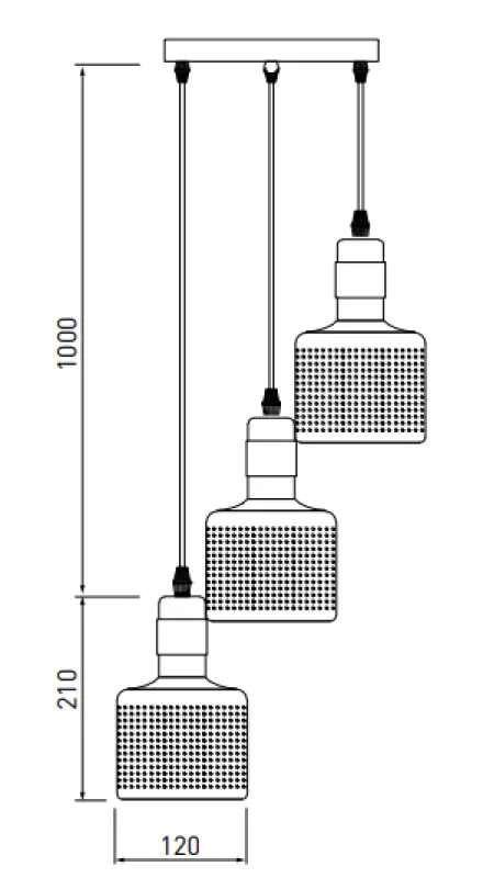 Lámpara de techo Decor Bellis cilíndrica color dorado- negro con 3 portalámparas 4680