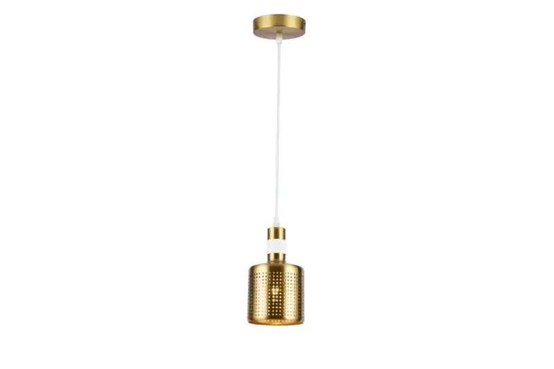 Lámpara de techo Decor Bellis cilíndrica color dorado- blanco con 1 portalámparas 4574